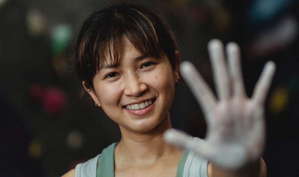 Climber showing hands